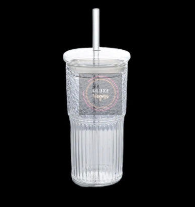 Glass Cup W/ Straw